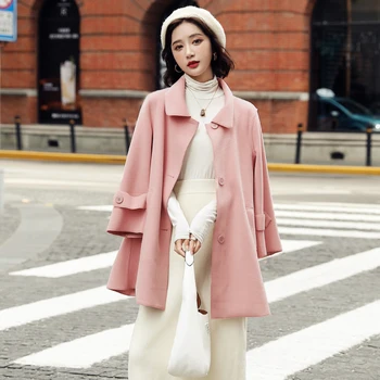 2020 Kış Moda Yün Ceket Kadın Kore Bayan Mizaç Tek Göğüslü Uzun Kollu Kadın Giyim Mujeres Abrigos Z770