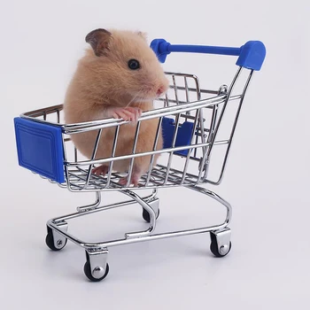 Komik Hamster Arabası Küçük Süpermarket Alışveriş Sepeti Fotoğraf Sahne Arabası Pet Kuş Papağan Hamster Oyuncak Pet Malzemeleri