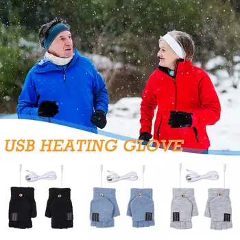 Kış USB ısıtmalı eldiven Motosiklet Yürüyüş Kayak bisiklet eldiveni USB elektrikli ısıtma kayak eldivenleri Erkek Örme eldivenler