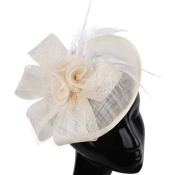 Büyüleyici Sinamay Chic Fascinators Derby Düğün Kadın Fedora Şapka Fantezi Tüy Kadın Bayanlar Headpieces Zarif Fantezi Bantlar