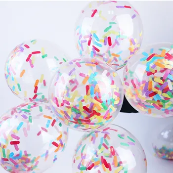 20 adet Dondurma Balonlar Doğum Günü Partisi Düğün Dekor Uzun Şeritler Kağıt Konfeti Lateks Balonlar Bebek Duş Sprinkles Topları DIY