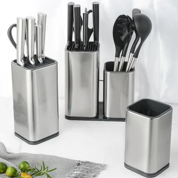 Paslanmaz Çelik mutfak bıçağı Tutucu Mutfak Bıçağı Standı Tutucu Standı Blok Büyük Kapasiteli Çok Fonksiyonlu Mutfak Aksesuarları
