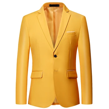 11 Renk Büyük Boy S-6XL Butik Moda İnce Düz Renk Rahat İş Erkek Blazer Takım Elbise Ceket Ceket Damat düğün elbisesi