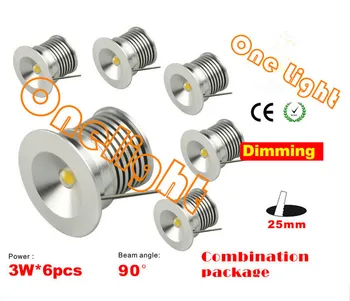 6 adet 3 W MİNİ LED aşağı ışık Kısılabilir 3 W LED Gömme tavan ışığı açık led kabin lambası AC110V / 220 V Ücretsiz kargo