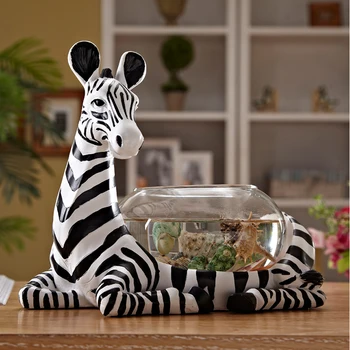 Yaratıcı Zebra Mini Balık Tankı Masaüstü Dekorasyon Süsler Masa Akvaryum Kaplumbağa Tankı Ev Küçük Dekorasyon Oturma Odası El Sanatları
