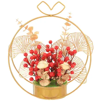 Yıl Çiçek Yeni Kırmızı Dekorasyon Ağacı Sepeti Çin Bonsai Berry Meyveleri Yapay Centerpiece Dekor Düğün Masa Noel