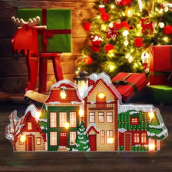 Yeni 5D DIY Elmas Boyama LED Masa Süsleri ışıkları Taklidi Karikatür Noel Baba Lambası noel ev dekorasyonu Hediyeler