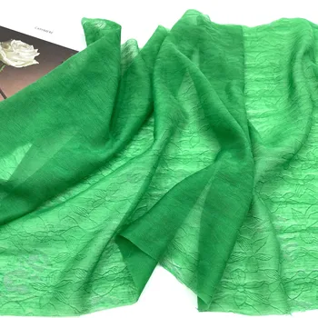 New381 İlkbahar / Yaz Yeşil Koyu Tahıl İpek Şifon Kumaş Yumuşak Saydam Moda Giysiler İçin kadın Elbise Dikiş Malzemesi
