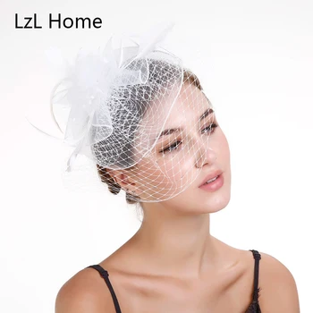 LZL HomeBoutique saç aksesuarları net gazlı bez gelin yüz gölgeleme tiara podyum saç aksesuarları moda net gazlı bez şapka toptan