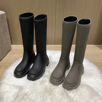 Kadın botları 2021 lüks ayakkabı tasarımcısı kadın kış siyah çizme Ayak Bileği Kadın diz yüksek çizme Mujer Seksi