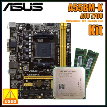 ASUS A55 Anakart Kiti AMD A10 Seti, A55BM-K + AMD A10 7700 + DDR3 4G*2, CPU Frekansı 3.4 GHz 4 MB HT 2000 MHz 95 W