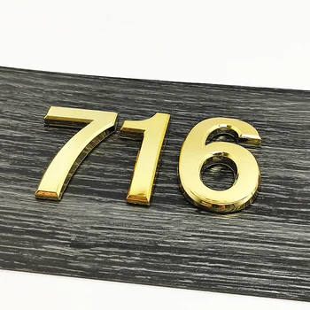 Ev Numarası Etiketi Sayısal Kapı Plak Çekmece İşareti Kaplama Otel Ev Çekmece Etiket Adres Kapı Etiketi 7CM Altın Haneli Plastik