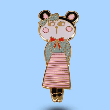Kawaii Kedi Kız Zarif İlmek Adil Bayan Emaye Broş rozet pimleri Yaka Pin Broş Metal moda takı Aksesuarları