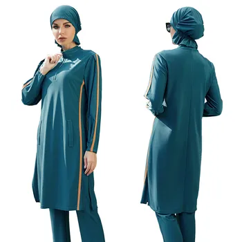 Burkini islami mayo Başörtüsü Mayo Müslüman Kadın Giyim İslam Mayo 3 adet Mütevazı Mayo Kimono Femme Musulmane