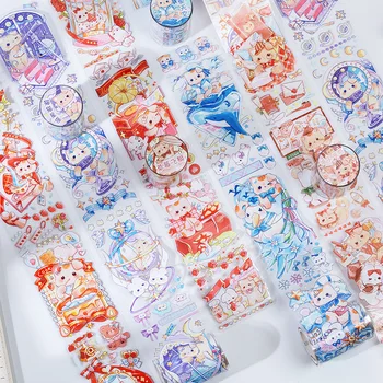 60mm * 3 m Sevimli Kawaii Karikatür Kedi Washi Bant Dekoratif Bantlar Sticker Scrapbooks için DIY El Sanatları Dergisi Malzemeleri Plancıları Sarma