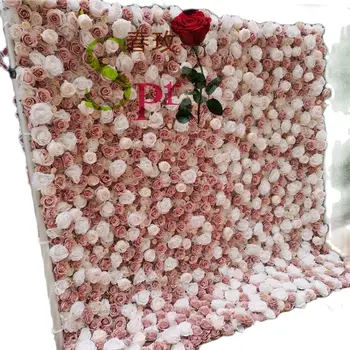 SPR Toptan Gül Duvar Lüks Düğün Sahne Tavan Dekoratif 3D Sıvamış Allık Pembe Yapay Çiçek Panelleri