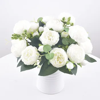 Yapay Şakayık Çiçek 5 Kafaları Philip Farsça Gül yapay çiçek Ev Düğün Gül Buketi