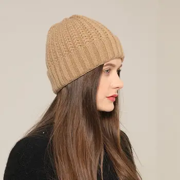 Basit Sevimli Tüm Maç Kış Skullies Sonbahar Saf Renk Kadın Yün Kasketleri Örme Şapka Kore Tarzı Kapaklar Yün Şapka