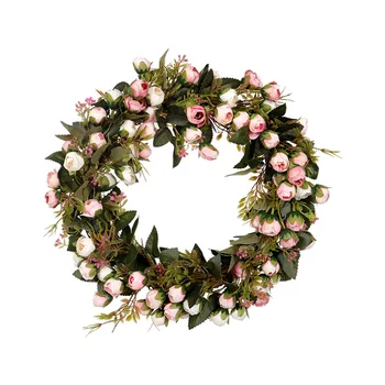 30/40cm No / ışık ile küçük simüle döngü kapı Gül ipek çiçek bahar düğün dekorasyon ev yılbaşı dekoru parti Malzemeleri
