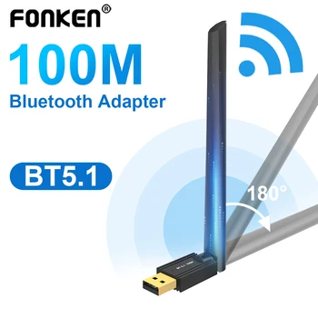 FONKEN USB Bluetooth 5.1 Adaptörü Dongle Anten Uzun Menzilli Kablosuz Ses Alıcısı Transmitterfor Masaüstü Dizüstü Adaptörü