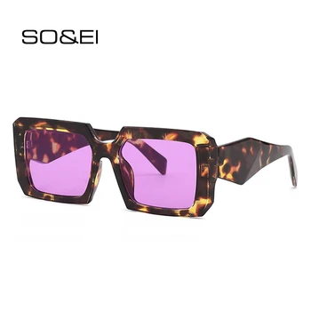 SO & EI Vintage Güneş Kadınlar Çift Renk Degrade Gözlük Erkekler Marka Tasarımcısı Poligon Kare Gözlükleri Shades UV400