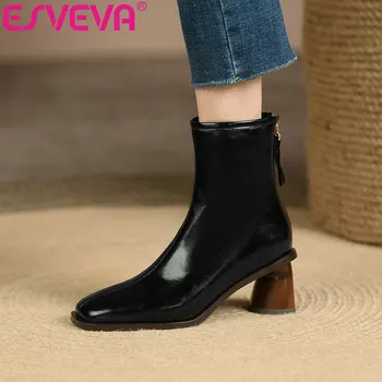 ESVEVA 2022 Shearlıng Bayan Botları Kış Kalın topuk yüksek topuk bayan ayakkabıları Boyutu 34-39