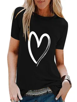 VISNXGI 2022 Kadın Rahat Moda T-shirt Tüy Baskı Gevşek O-Boyun Kısa Kollu Elastik Gerilmiş Yaz Tee Gömlek Giyim