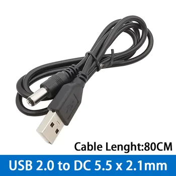 1 Adet 80CM Şarj Güç Uzatma Kablosu 9V USB 2.0 Tip A Erkek Tak 5.5 * 2.1 mm DC priz Dönüştürücü Adaptör Elektronik Kablo