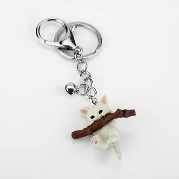 Sevimli Kedi Yavru Şube Anahtarlık Komik Reçine çanta anahtarlığı Araba anahtar zincirleri çizgi film bebeği hayvan figürlü mücevherat Kadınlar Kız Çocuklar İçin Hediyeler