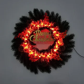 Yapay Çelenk Noel Süs Noel Çelenk İle led ışık Ön Kapı Asılı Çelenk Ev Yeni yıl Partisi Dekorasyon