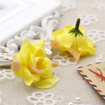 5 adet 4CM yapay çiçek ipek gül çiçek kafa düğün ev partisi dekorasyon DIY çiçek duvar karalama defteri hediye kutusu zanaat 15 renk