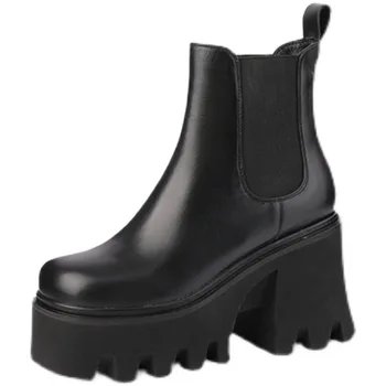 2021 Yeni Kış Kadın Kahverengi kadın ayakkabıları Platformu Süper Yüksek Topuklu Ayak Bileği Tıknaz Ayakkabı kaymaz Kadın Rahat Martin Çizmeler Ch