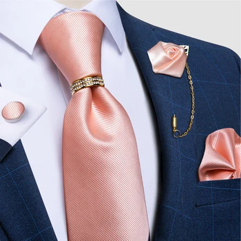 Moda Pembe Katı Paisley ipek kravatlar ile Erkekler için Kravat Yüzük Broş Pin Düğün Parti Erkekler Aksesuarları Cep Kare Kol Düğmeleri Hediye