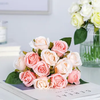 Güzel Gül Yapay İpek Çiçekler Küçük Buket Flores Ev Partisi Bahar Düğün Dekorasyon Sahte Çiçek yılbaşı dekoru