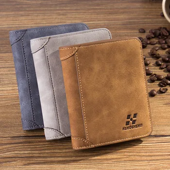 Erkek cüzdan moda kısa buzlu deri üç kat dikey cüzdan çoklu kart çantası Ultra İnce cüzdan bozuk para cüzdanı erkek kart çantası