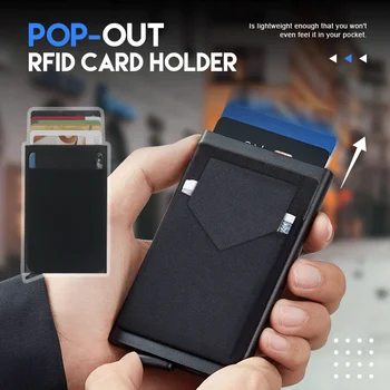 Pop Up Kimlik RFID Kart Erkek Cüzdan Mini Paket Alüminyum Metal koruyucu donanım saklama çantası Akıllı Hızlı Bırakma Kadın Cüzdan