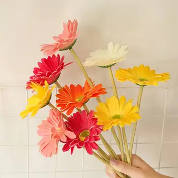 PU Gerbera Sahte Küçük Çiçek Aranjmanı Aksesuarları Ev Partisi Dekorasyon için Çiçek Duvar Düğün Arka Plan Çiçek Çelenk