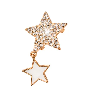 2019 Yeni moda Kristal takı broş flor para olarak mulheres Pin Rhinestone Beş yıldız parlak Broş Kadınlar için yaka Brosche