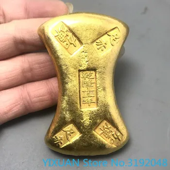 Antik Altın Külçe Altın Bar Altın Yuan Bao Qianlong Onbirinci Yıl Altın Külçe Pirinç Altın Antik El Sanatları