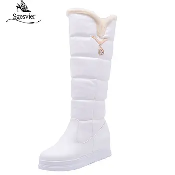 Sgesvier 2020 yeni moda diz yüksek çizmeler kadınlar üzerinde kayma yuvarlak ayak kış kar botları tatlı basit rahat ayakkabılar kadın pembe