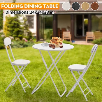 3 ADET Yuvarlak Taşınabilir Katlanır yemek masası Sandalye Seti Ev Kapalı Açık Masa Kamp Piknik Masa Su Geçirmez Bahçe mobilya seti