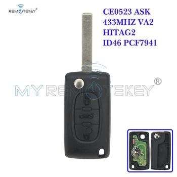CE0523 Çevirme uzaktan araba anahtarı 3 düğme Citroen için Peugeot için ASK 433 mhz ID46-PCF7941 VA2 remtekey