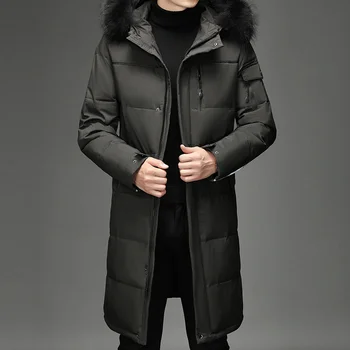 Kalınlaşmış Ceket erkek-30 Kış sıcak tutan kaban 2023 Yeni Erkek Moda Uzun Beyaz Ördek Kapşonlu Aşağı Parkas Artı Boyutu 5XL