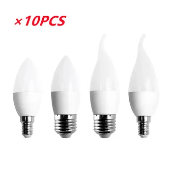 10 Adet / grup LED ışık ampul E14 E27 LED lamba kapalı sıcak soğuk beyaz ışık 5W 7W 9W AC220V LED mum şeklinde ampul Ev Dekor Avize