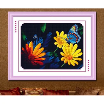82X64 cm Dıy 5D Yuvarlak Elmas boyama Çapraz Dikiş çiçekler Kelebek kristaller mozaik resim Dikiş Kiti Elmas nakış