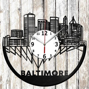 Baltimore Vinil Kayıt duvar saati ev sanat dekoru Benzersiz Tasarım El Yapımı Orijinal Hediye Vinil Saat Siyah Özel Saat Fan Sanat