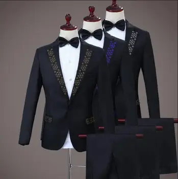 Macun matkap blazer erkekler resmi elbise son pantolon ceket tasarımları evlilik takım elbise erkek şarkıcı masculino pantolon düğün takımları erkekler için erkek
