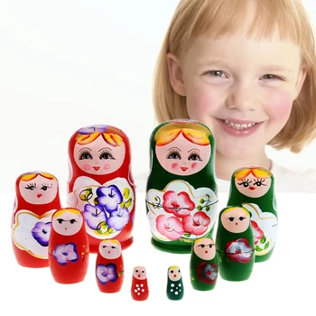 5 adet / takım Mor Bebek Matryoshka Ahşap Rusça Yuvalama Babushka Rus El Boya Güzel Noel Oyuncaklar Hediyeler bebekler çocuklar için