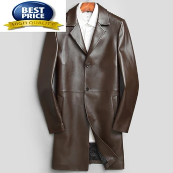 Deri Ceket Hakiki Erkek Kış Sonbahar Giysileri 2023 Moda Erkek iş ceketleri Uzun Gerçek Koyun Derisi Ceket Chaqueta 1703