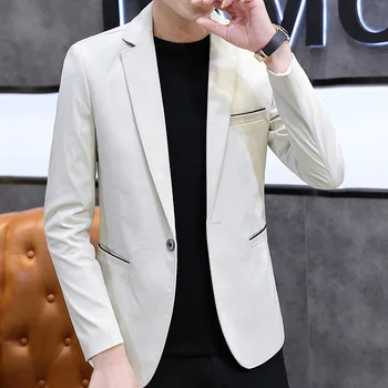 Butik erkek Moda İş günlük giysi İnce Elbise Düz Renk Nefes Kore Gençlik Trendi Küçük Takım Elbise Ceket Tek Batı